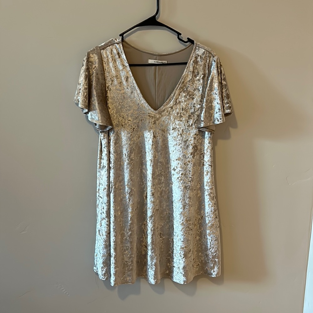 Crushed velvet double lined dress